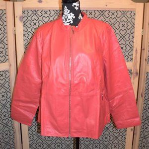NWT Jessica London Genuine Leather Bomber style jacket women's Plus 24W